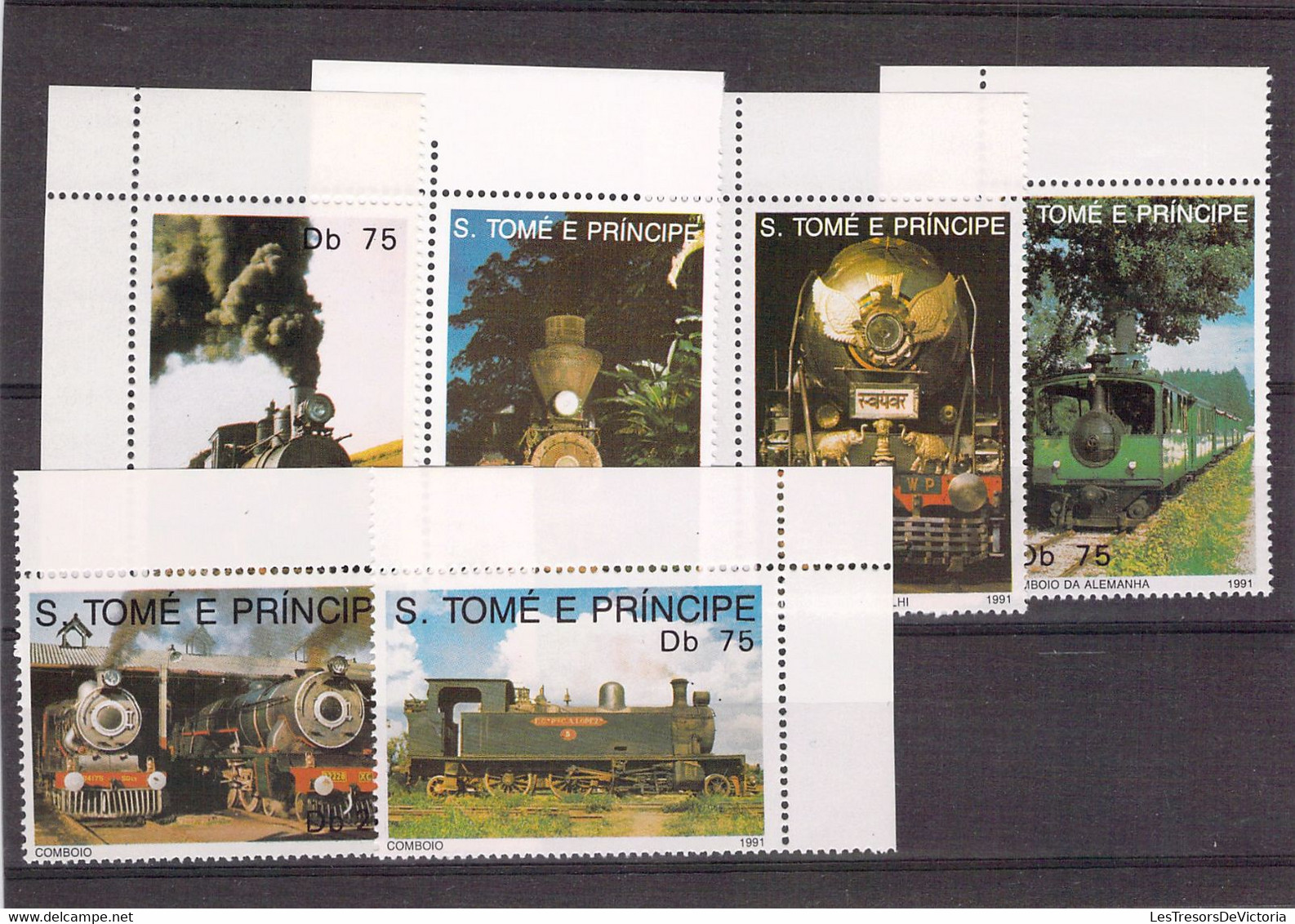 Lot De Timbres Thème Train -  S Tome E Principe - Espagne - Djibouti Etc. - Trains