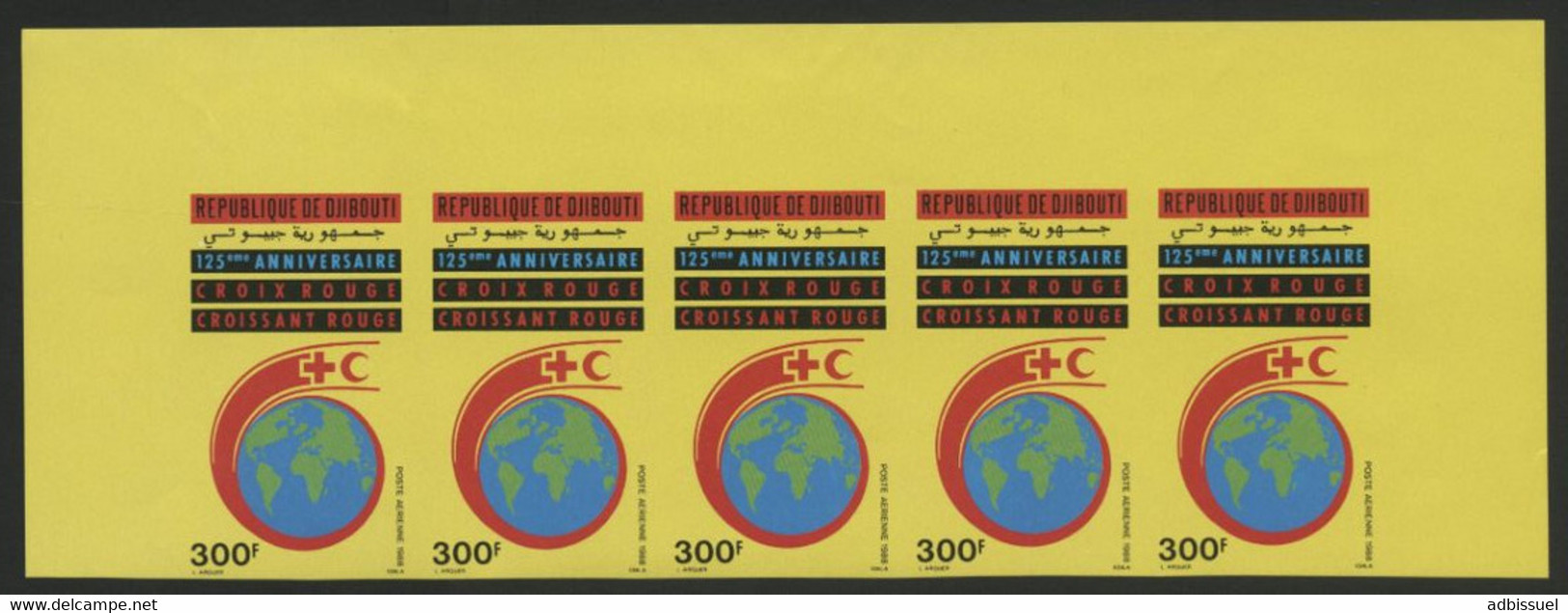 DJIBOUTI POSTE AERIENNE N° 241 BLOC De 5 Non Dentelés (imperforated) MNH ** RED CROSS CROIX-ROUGE CROISSANT ROUGE. TB/VG - Croce Rossa