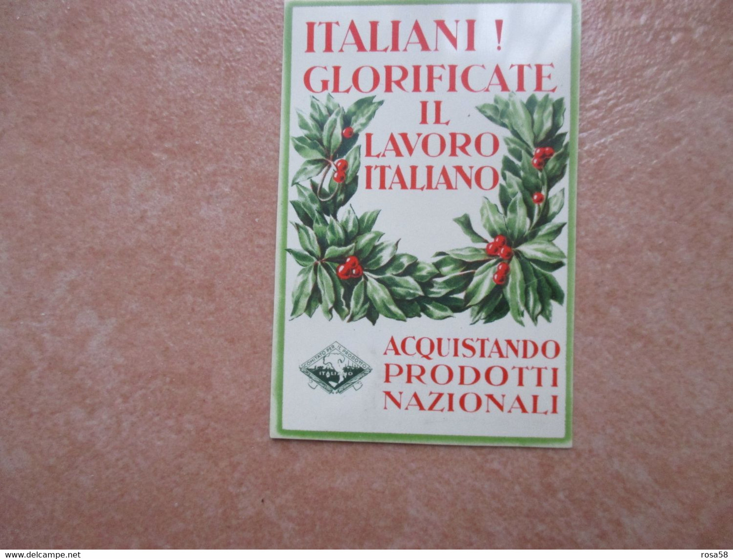 Calendarietto 1936 ITALIANI ! GLORIFICATE Il LAVORO Italiano Acquistando PRODOTTI Nazionali - Petit Format : 1921-40