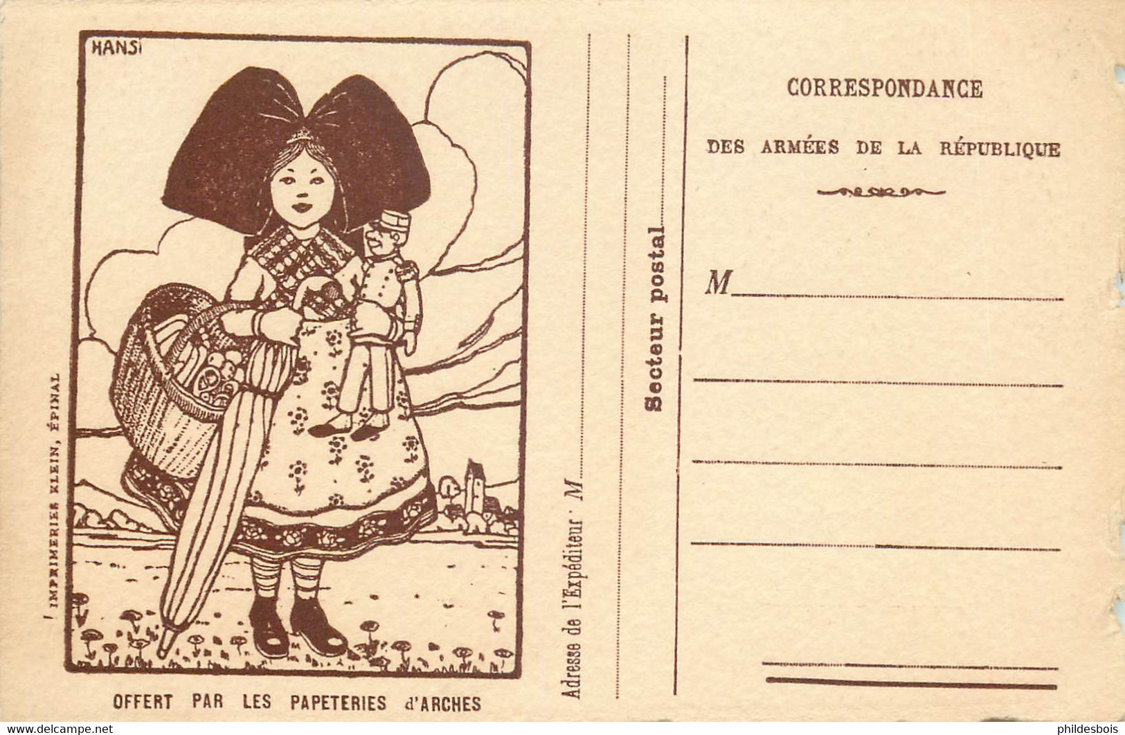 Illustrateur HANSI (offert Par Les Papeteries D'arches)  Correspondance Des Armées - Hansi