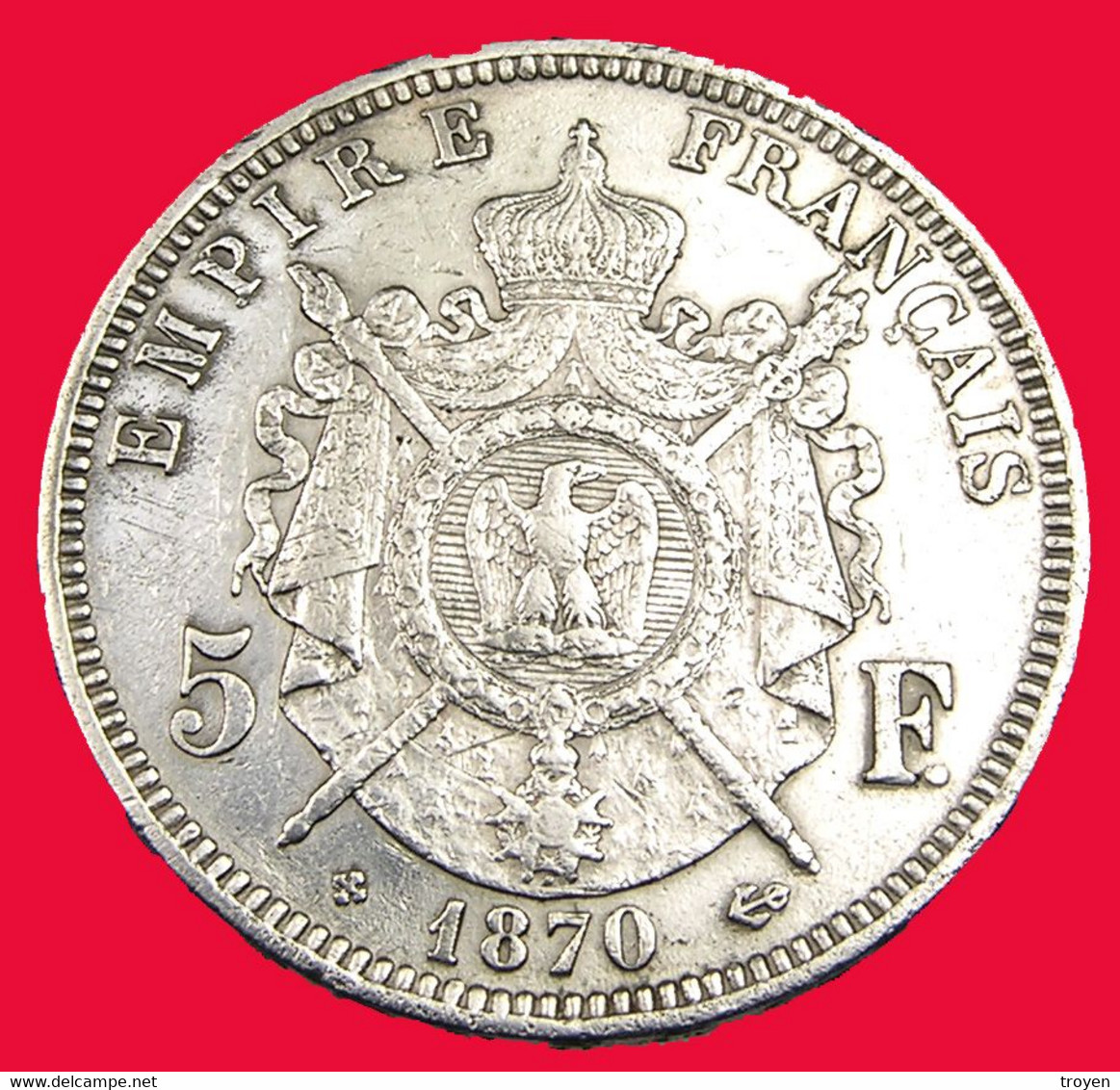 5 Francs  -  Napoléon III -  France - 1870 BB  - Argent -  TB + - - 5 Francs