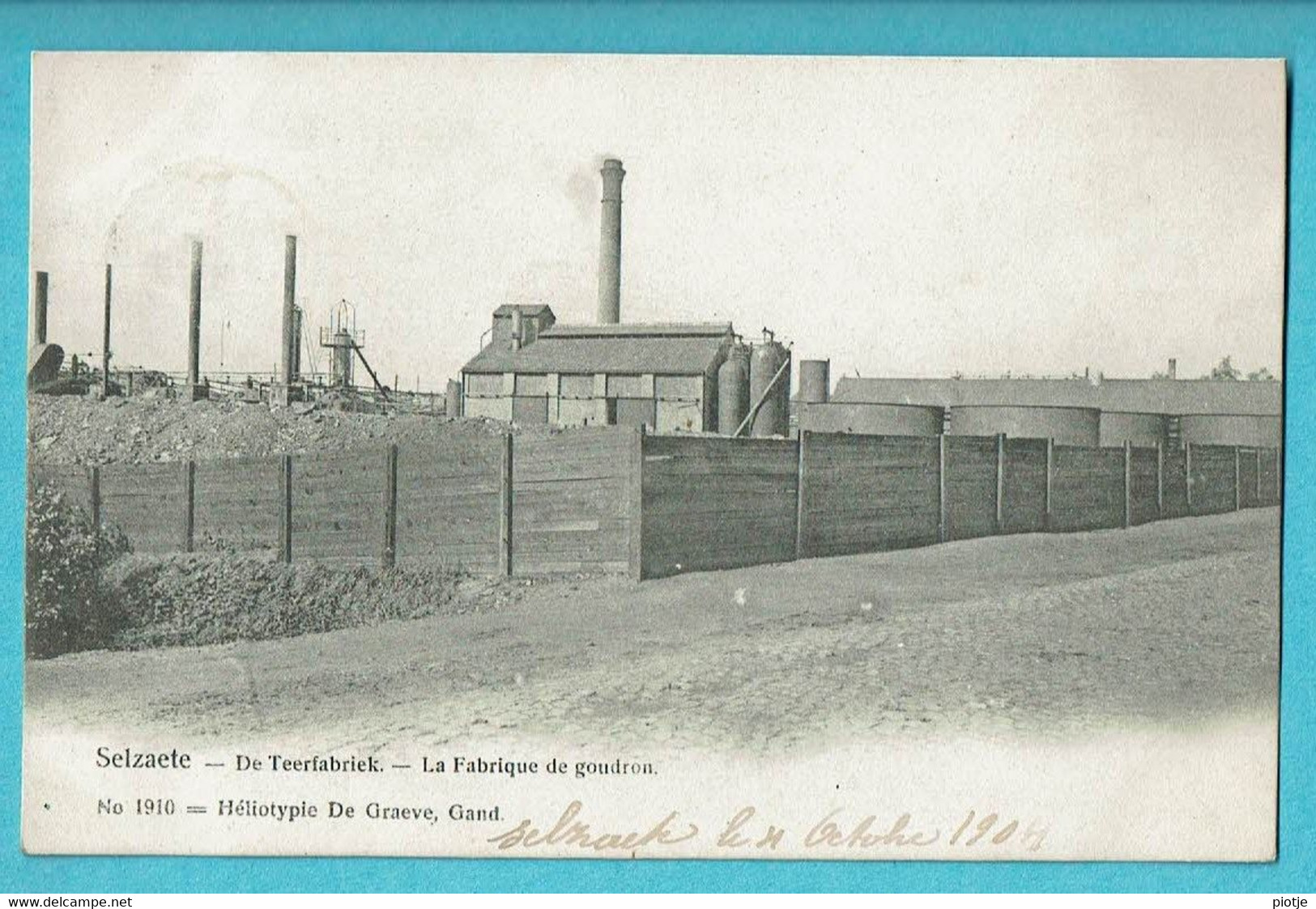 * Zelzate - Selzaete (Oost Vlaanderen) * (Héliotypie De Graeve, Nr 1910) Teerfabriek, Fabrique De Goudron, Usine, Old - Zelzate