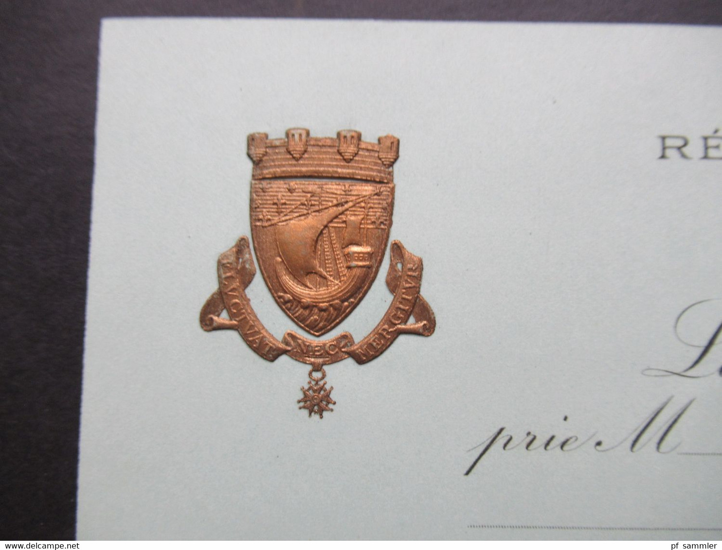 Paris Einladungskarte Tenue De Soirée Prägung Municipalite De Paris Representants De Bruxelles, Anvers, Liege Et De Gand - Historical Documents