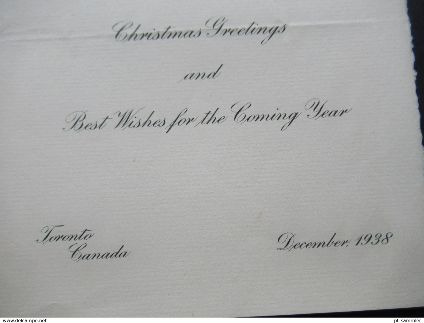 Christmas Greetings 1938 The Bank Of Nova Scotia Toronta Canada Mit Visitenkarte H. F. Patterson General Manager - Historical Documents