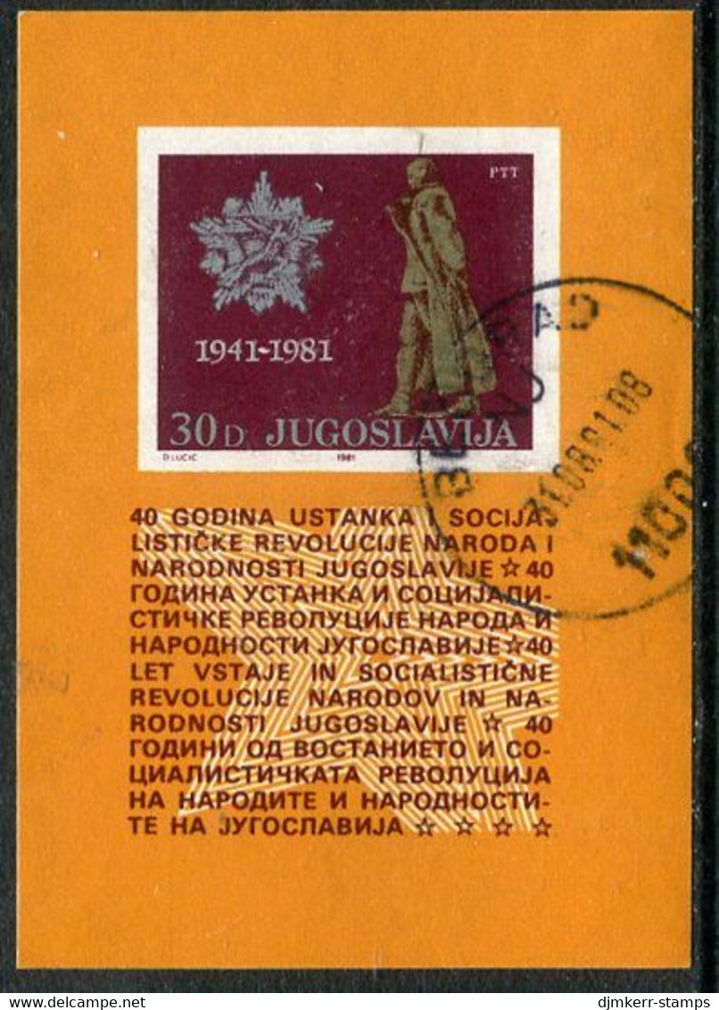 YUGOSLAVIA 1981 40th Anniversary Of Insurrection Block Used.  Michel Block 19 - Used Stamps