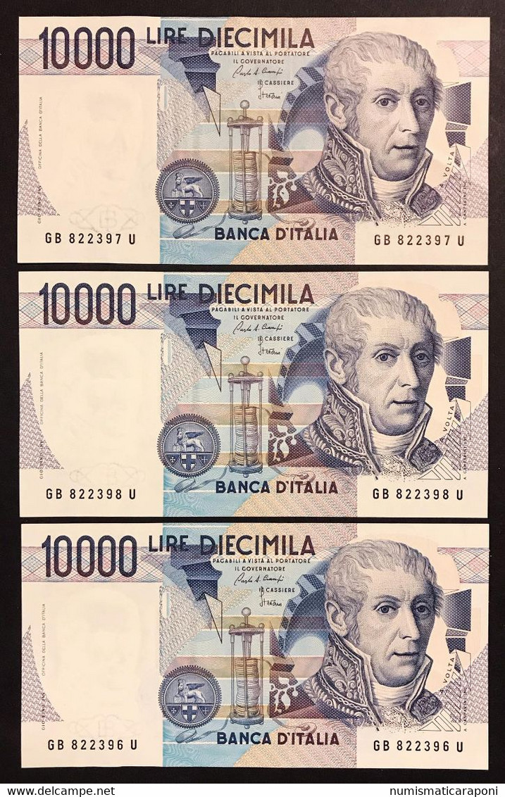 10000 LIRE Alessandro Volta Set Di 3 Biglietti Consecutivi 1985 B Sup/q.fds LOTTO 3081 - 10000 Lire