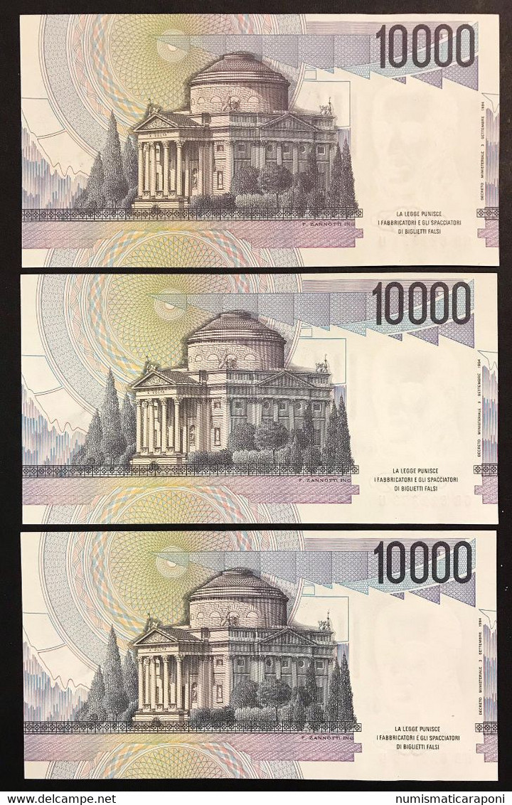 10000 LIRE Alessandro Volta Set Di 3 Biglietti Consecutivi 1985 B Sup/q.fds LOTTO 3081 - 10.000 Lire