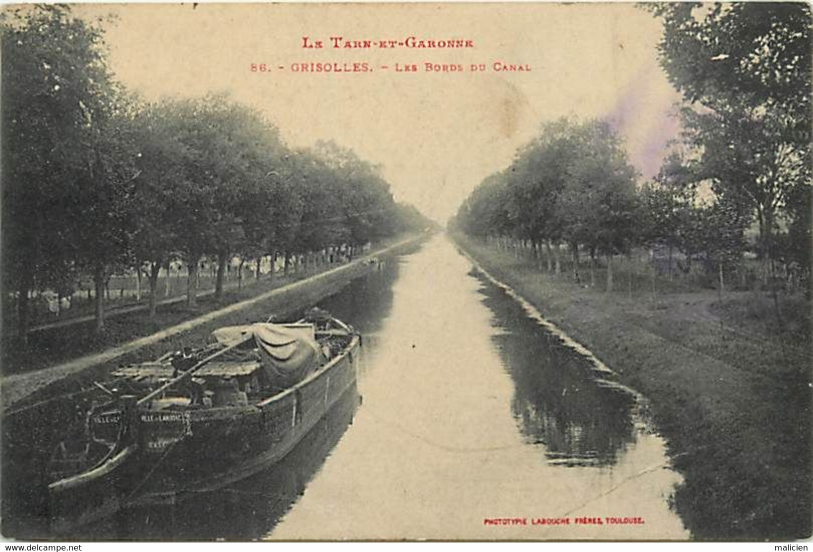 - Dpts Div.-ref-BA640- Tarn Et Garonne - Grisolles - Les Bords Du Canal - Peniche Ville De Lavardac - Peniches - Canaux - Grisolles