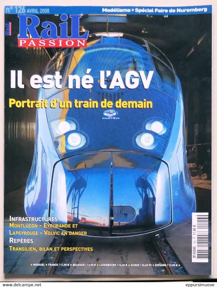 $$u Revue Rail Passion N°126 AGV  Montlucon Eygurande  Lapeyrouse Volvic 