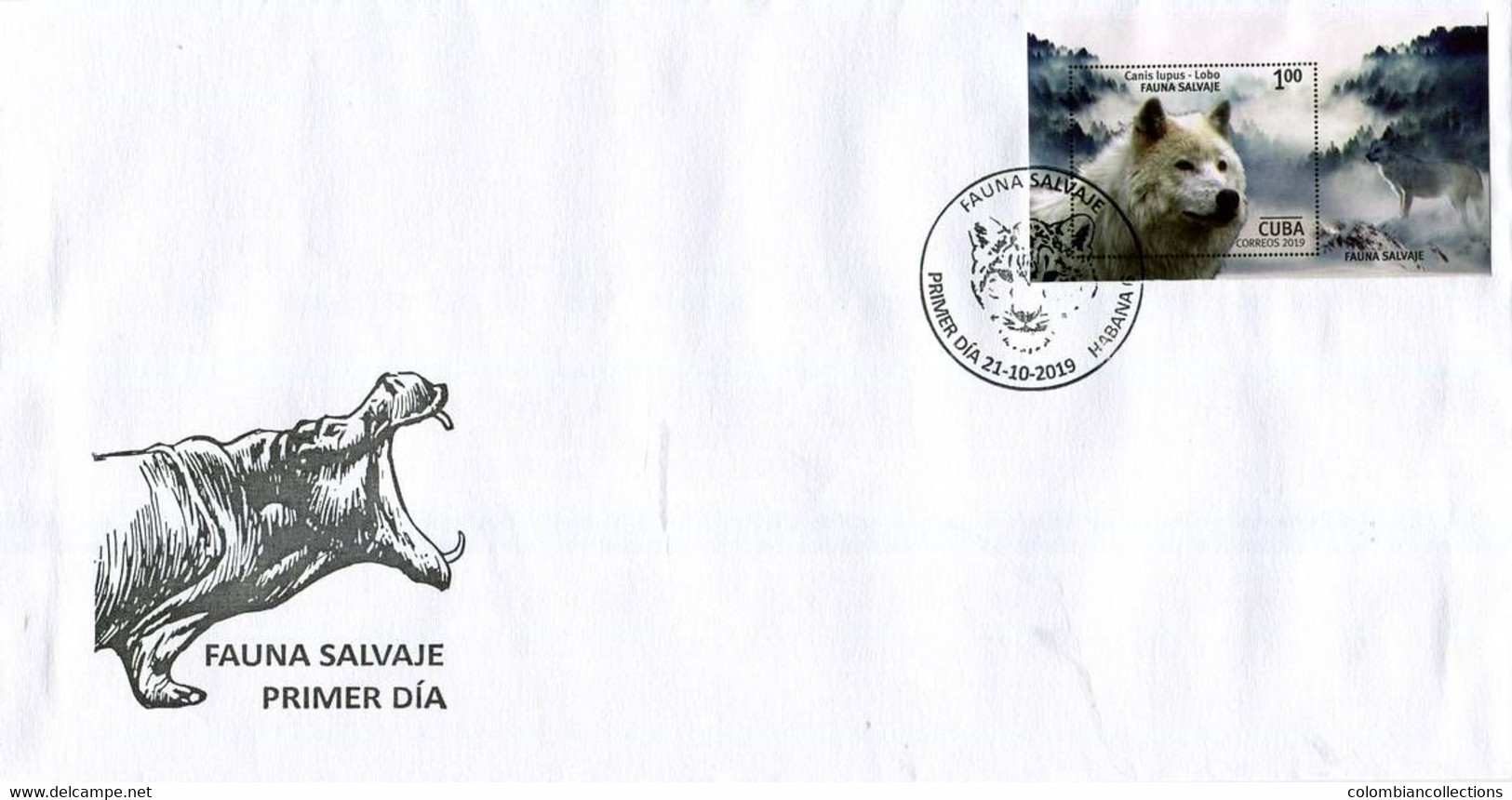 Lote CU2019-36Fg, Cuba, 2019, 3 SPD-FDC, Fauna Salvaje,wildlife, Wolf, Antelope, Gorilla - Sonstige & Ohne Zuordnung