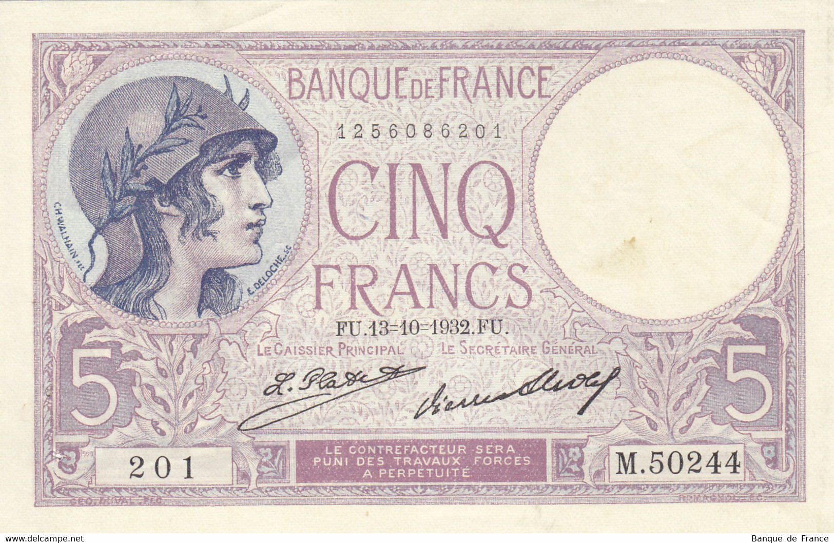 Billet 5 F Violet Du 13-10-1932 FAY 03.16 Alph. M.50244 SPL - 5 F 1917-1940 ''Violet''