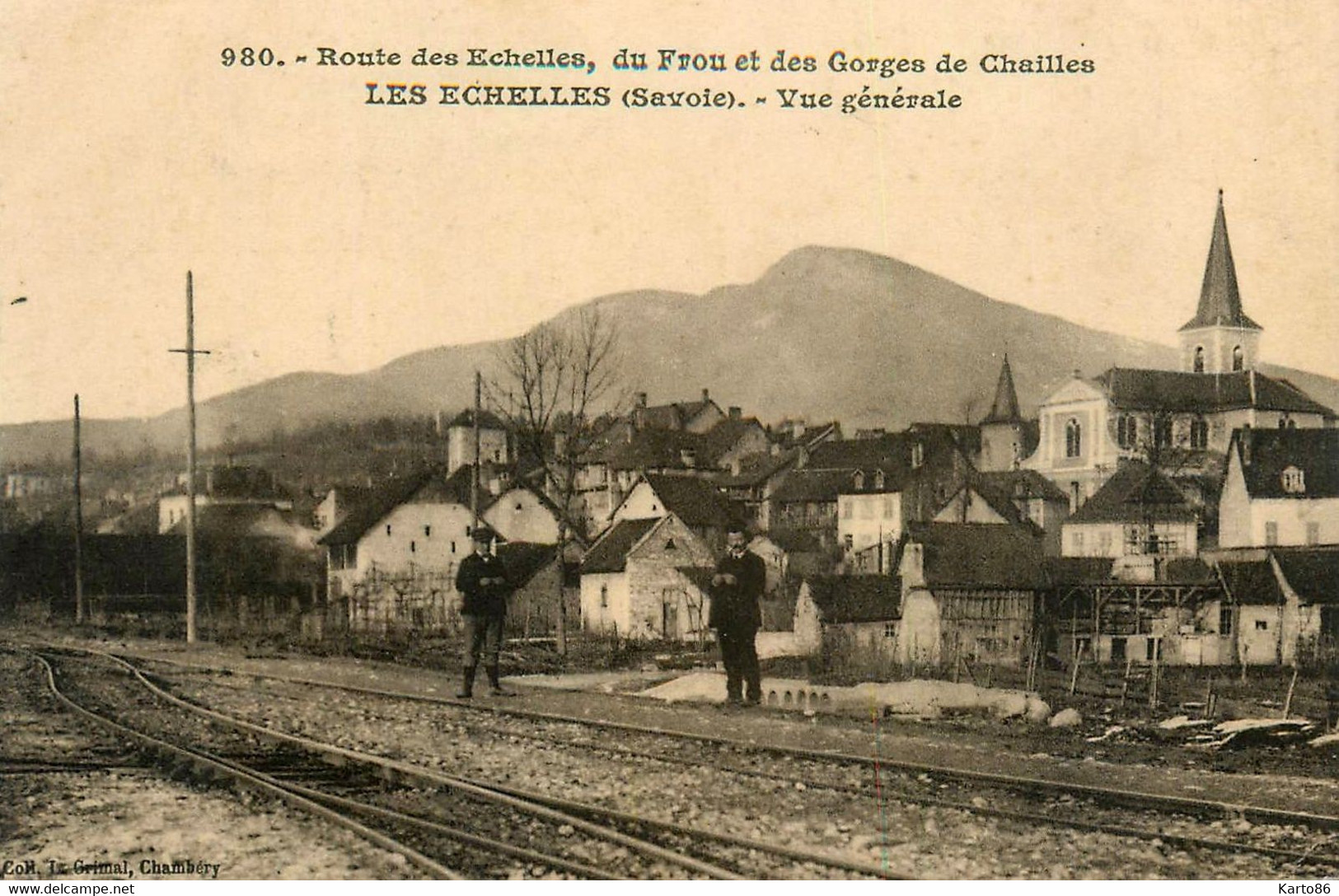 Les échelles * Vue Générale Village * Rails Ligne Chemin De Fer Savoie - Les Echelles