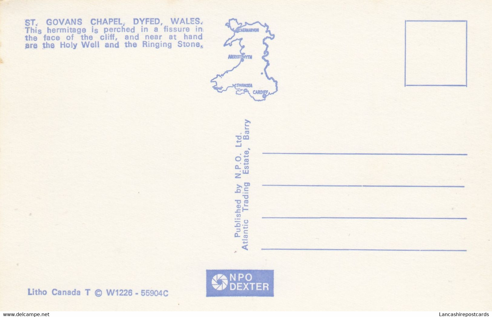 Postcard St Govan's Chapel Pembrokeshire / Dyfed My Ref B14582 - Pembrokeshire