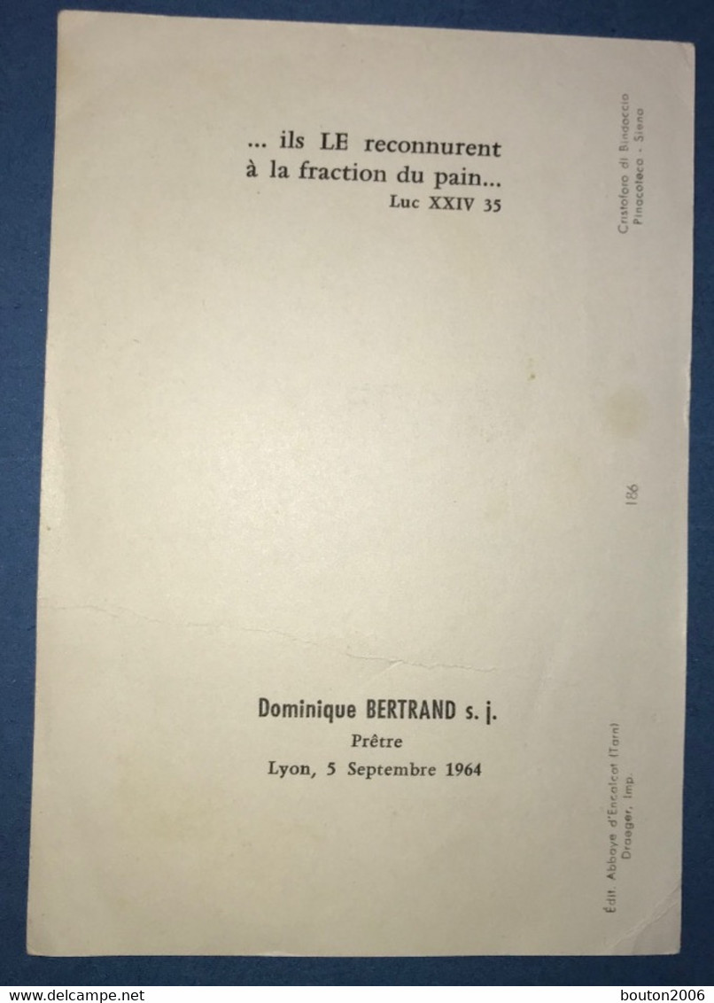 Faire Part Prêtrise Frère Dominique Bertrand Prêtre Lyon 5 Septembre 1964 - Altri & Non Classificati