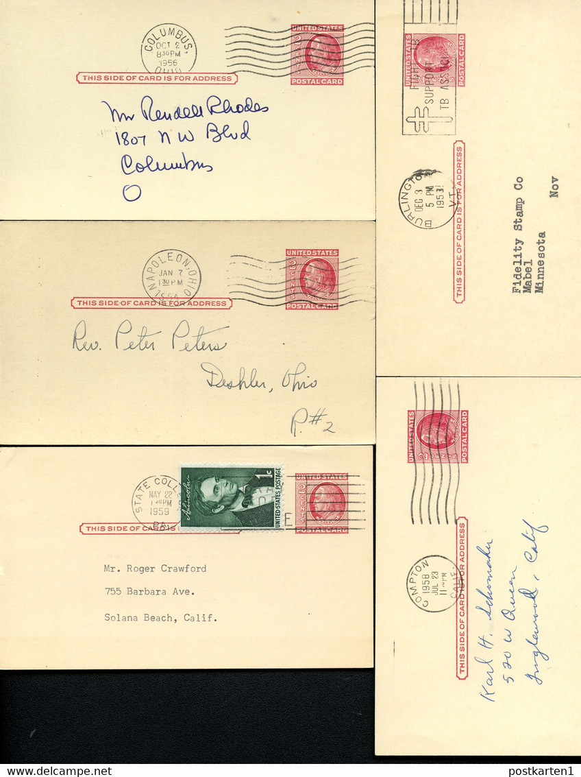 UX38 S54B 9 Postal Cards Used 1953-1959 - 1941-60