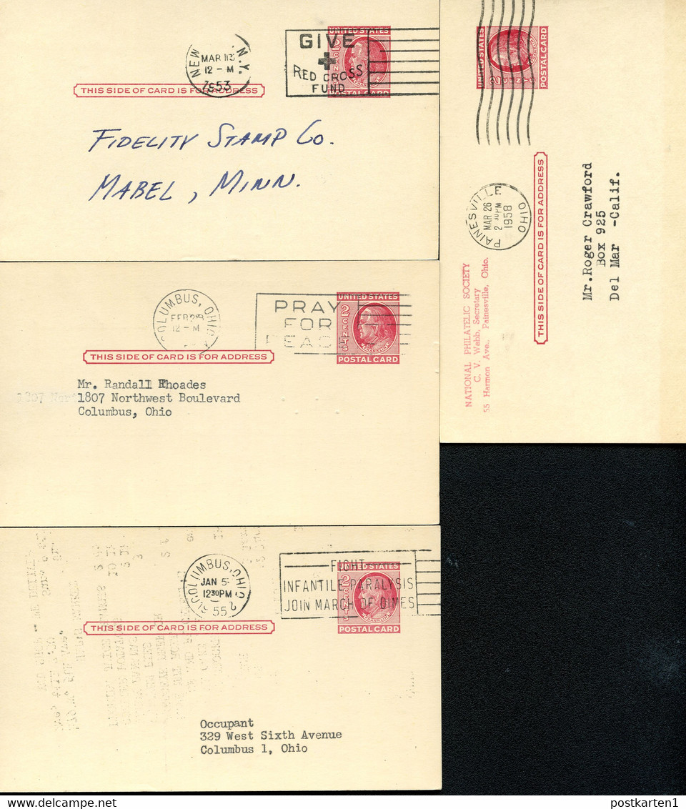 UX38 S54B 9 Postal Cards Used 1953-1959 - 1941-60