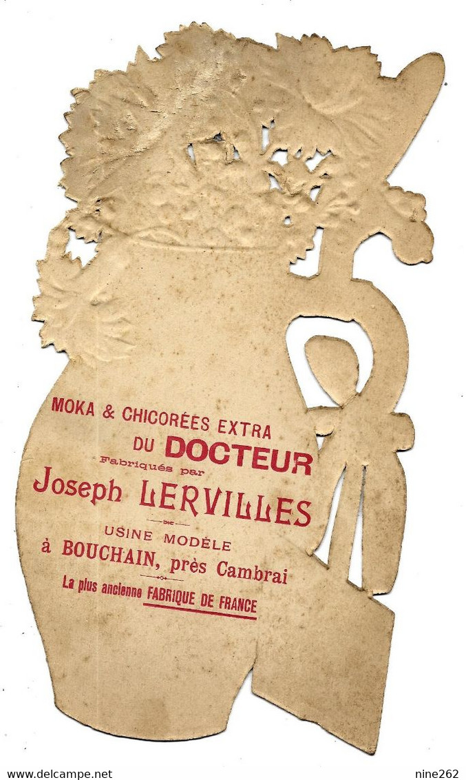 DECOUPI CARTON ..CHICOREES * DOCTEUR LERVILLES *..TRES BON ETAT ..22 X 13 - Fiori