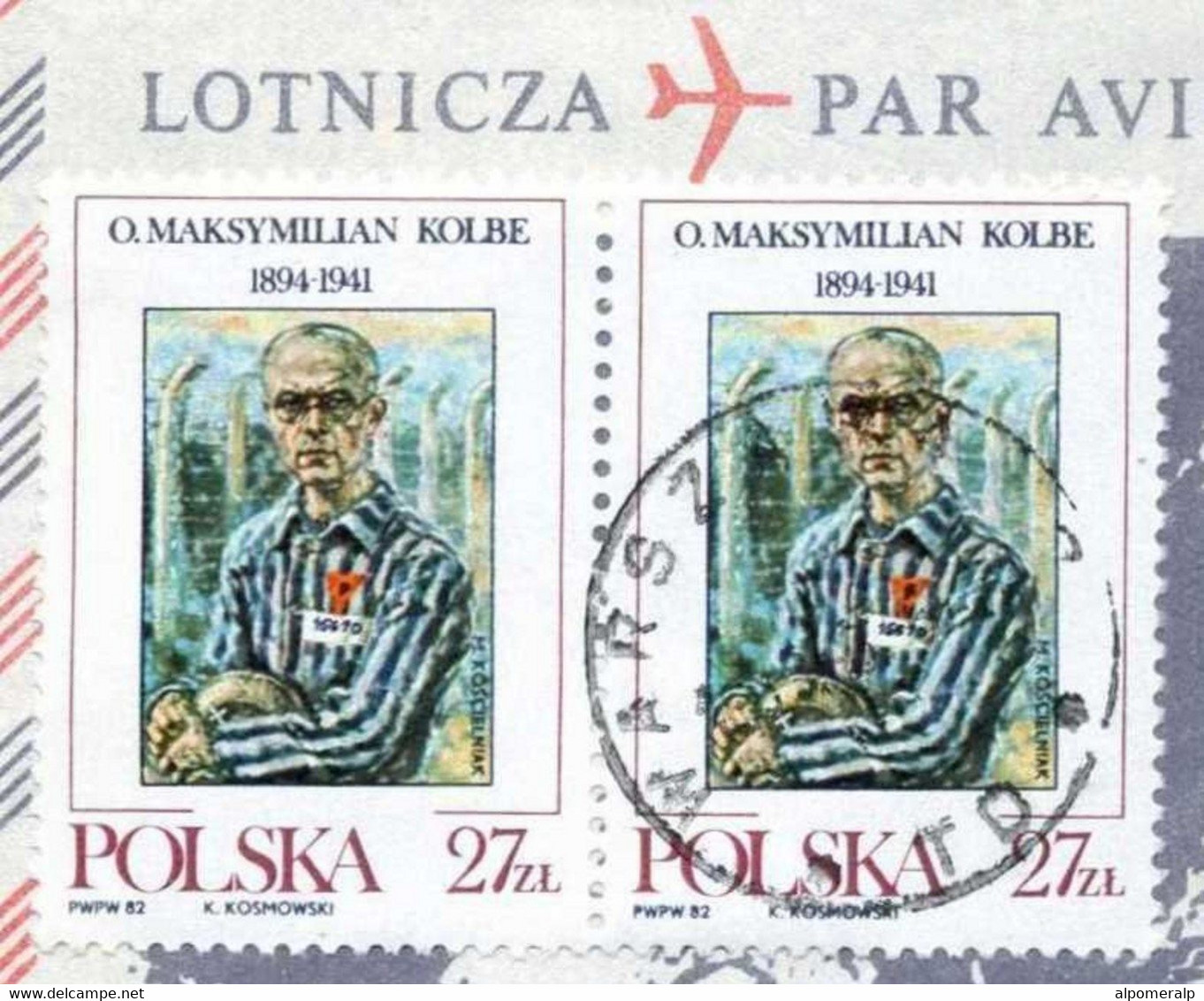 Poland Warszawa 1989 | Mi 2831 Saint Maximilian Kolbe (1894-1941) Stamp Aerogram Cover Used To Florida USA - Vliegtuigen