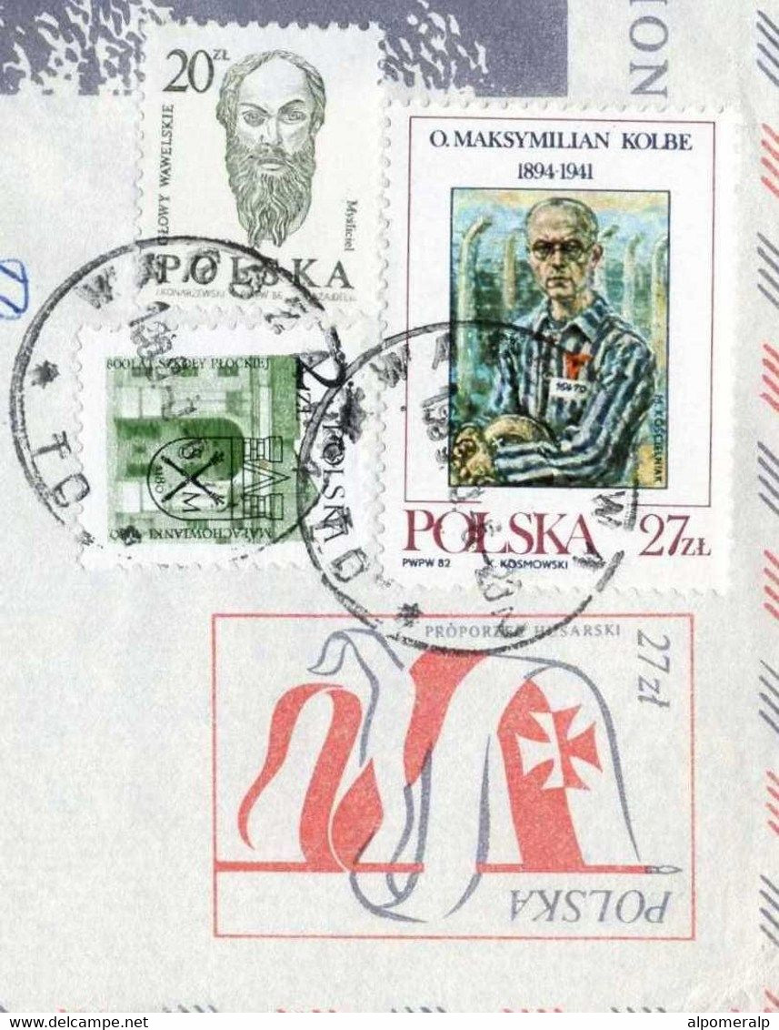 Poland Warszawa 1989 | Mi 2831 Saint Maximilian Kolbe (1894-1941) Stamp Aerogram Cover Used To Florida USA - Vliegtuigen