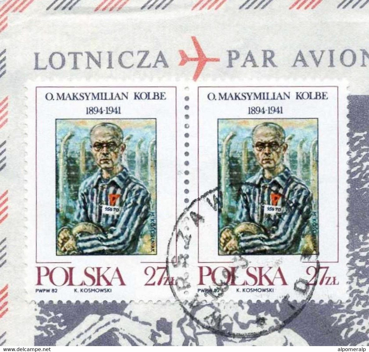 Poland Warszawa 1989 Aerogram Cover Used To Florida USA | WWII Medal | Maximilian Maria Kolbe, Polish Catholic Priest - Aviones