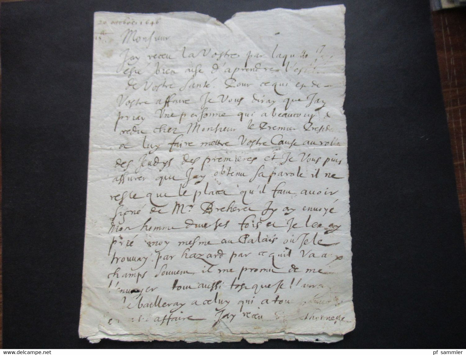 Paris - Beaufort An Den Notaire Faltbrief Mit Inhalt / Lettre Aus Dem Jahre 1646 / Datum 20.10.1646 Zeit Von Ludwig XIV - ....-1700: Vorläufer