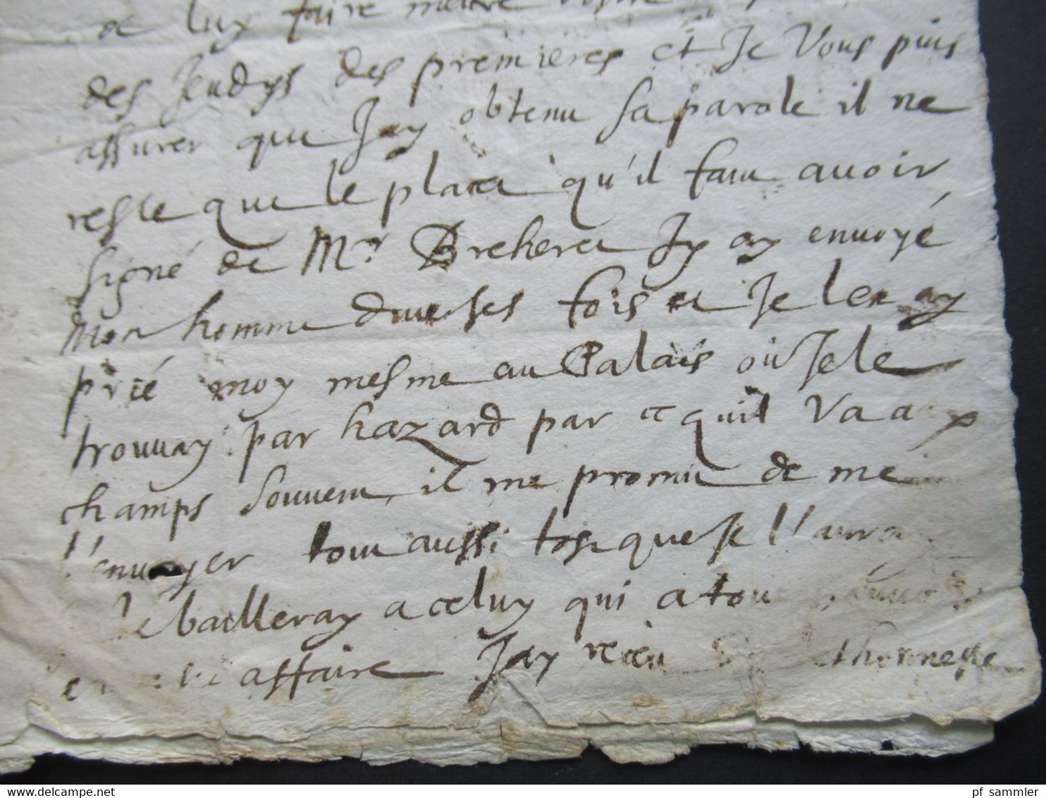 Paris - Beaufort an den Notaire Faltbrief mit Inhalt / lettre aus dem Jahre 1646 / Datum 20.10.1646 Zeit von Ludwig XIV