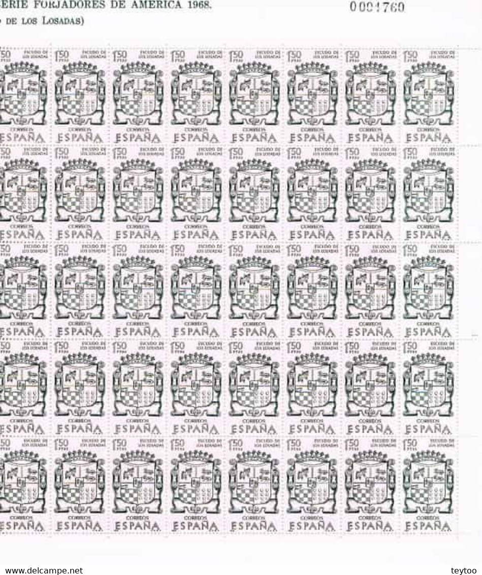 [ES1891.A] España 1968. Forjadores De América. 1,50 Pts (MNH) - Full Sheets