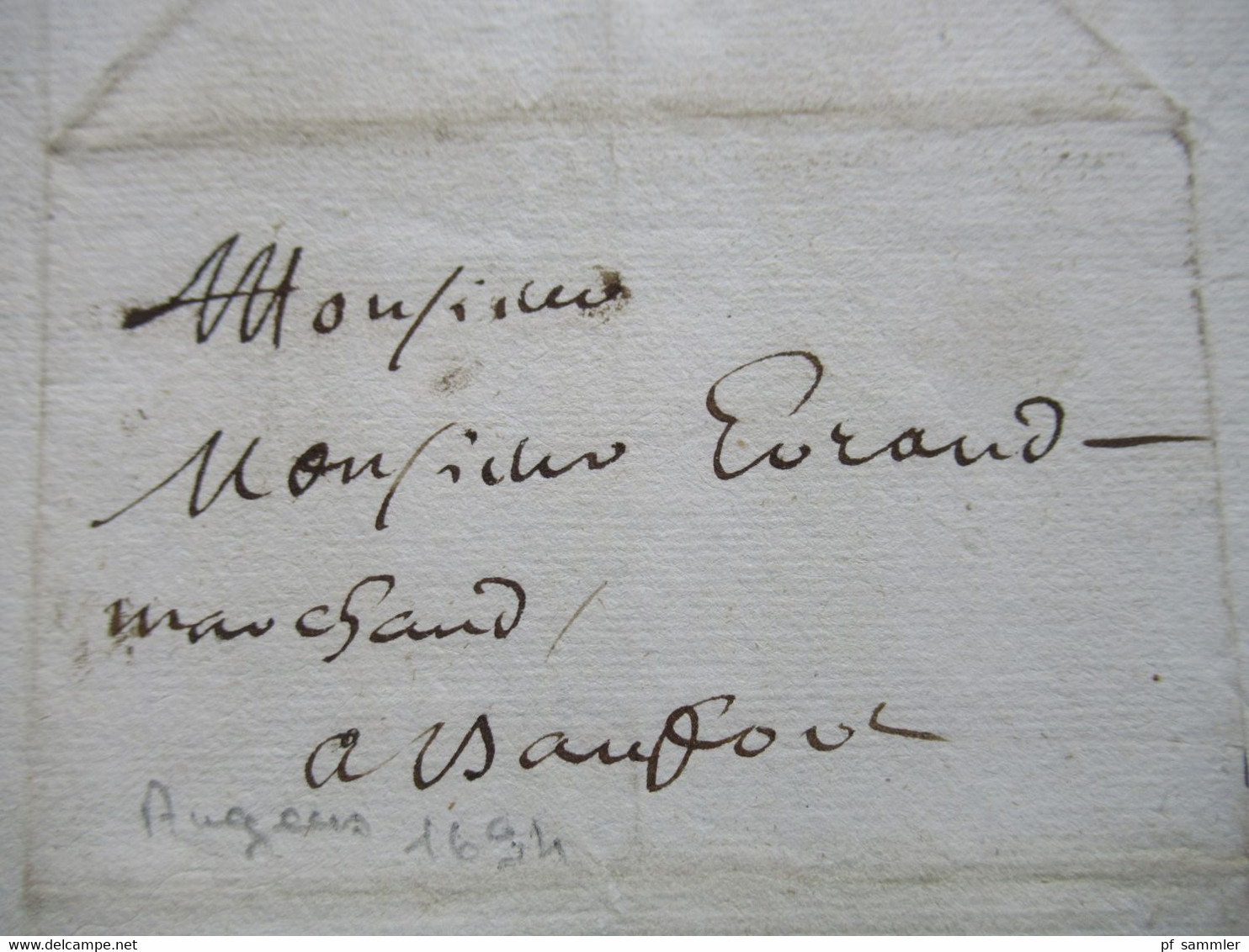 Angers - Beaufort  Faltbrief Mit Inhalt / Lettre Aus Dem Jahre 1696 Mit Rotem Siegel Händler / Kaufmann / Marchand - ....-1700: Precursores