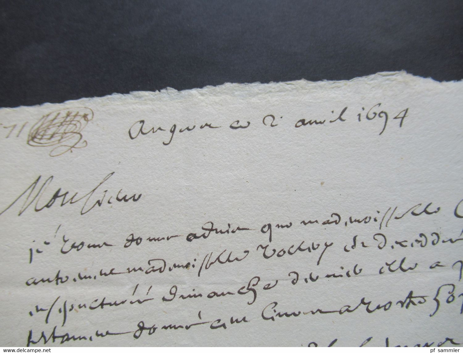 Angers - Beaufort  Faltbrief Mit Inhalt / Lettre Aus Dem Jahre 1696 Mit Rotem Siegel Händler / Kaufmann / Marchand - ....-1700: Vorläufer