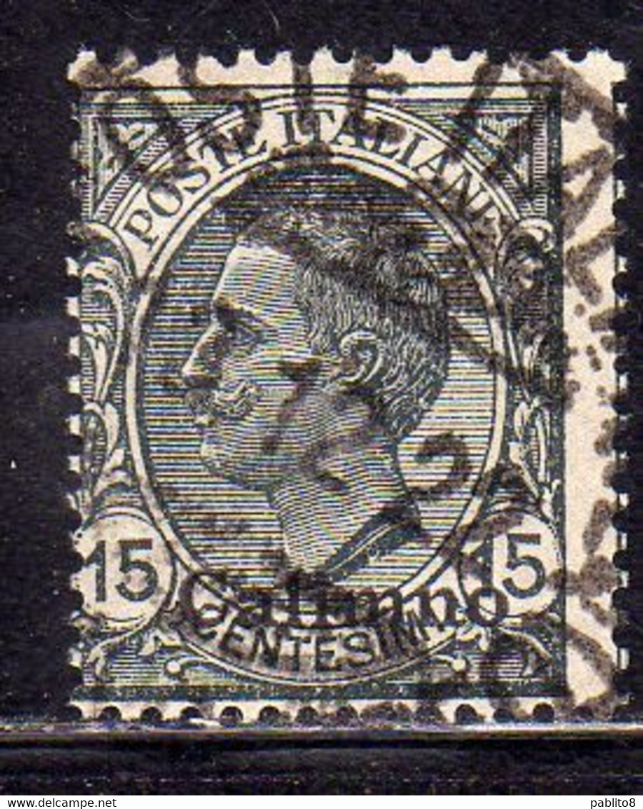 COLONIE ITALIANE EGEO 1921 1922 CALINO CALIMNO SOPRASTAMPATO D'ITALIA ITALY  CENT. 15c USED USATO OBLITERE' - Aegean (Calino)