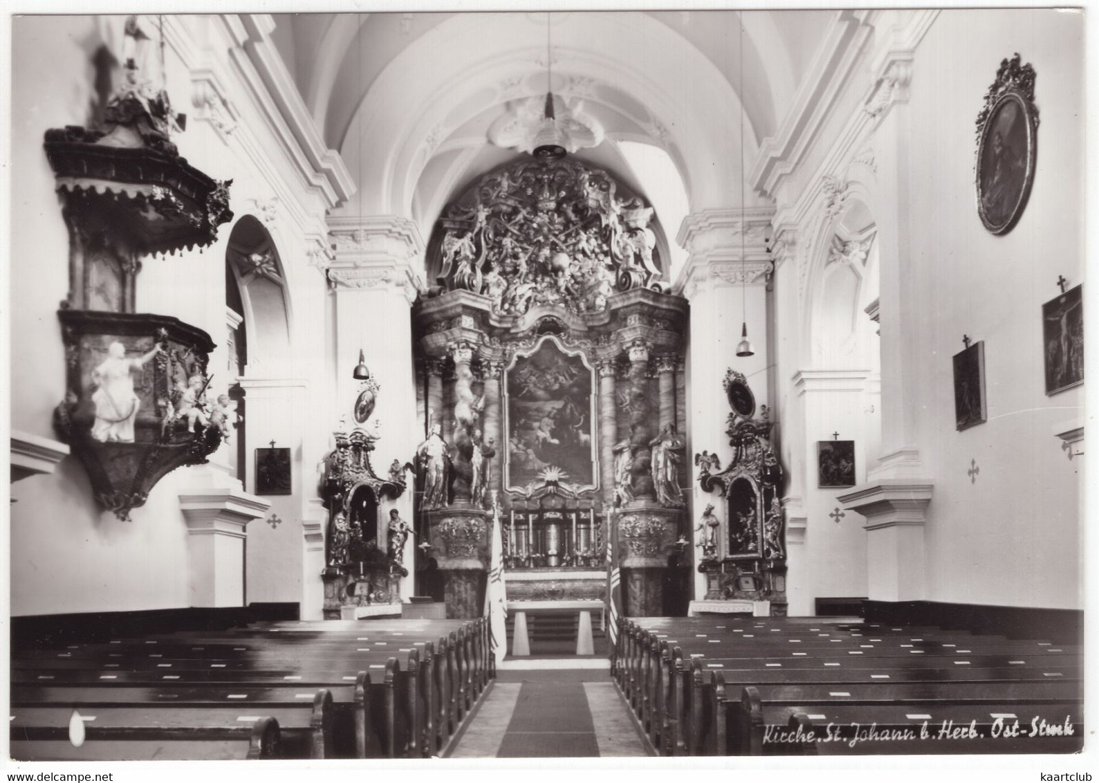 Kirche St. Johann B. Herb. Ost. Stmk. - (Österreich) - Interiör, Altar, Kanzel - Fürstenfeld