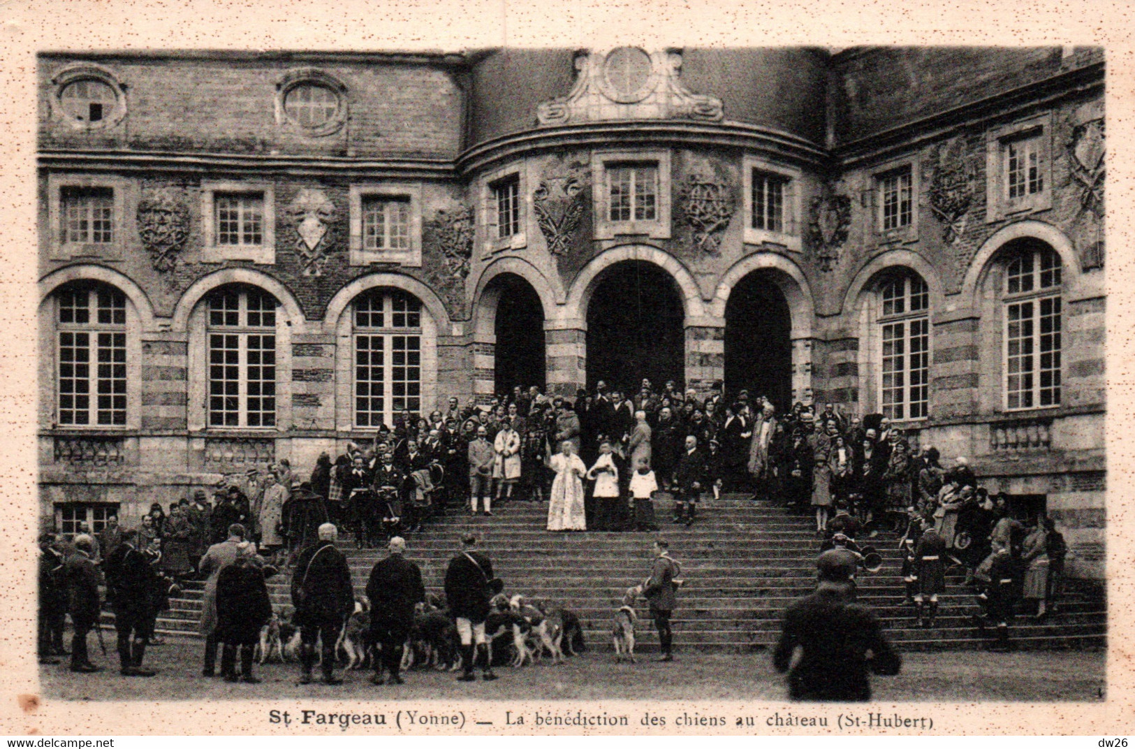 Chasse à Courre - Saint Fargeau (Yonne) Bénédiction Des Chiens Au Château (St Hubert) - Carte Non Circulée - Chasse