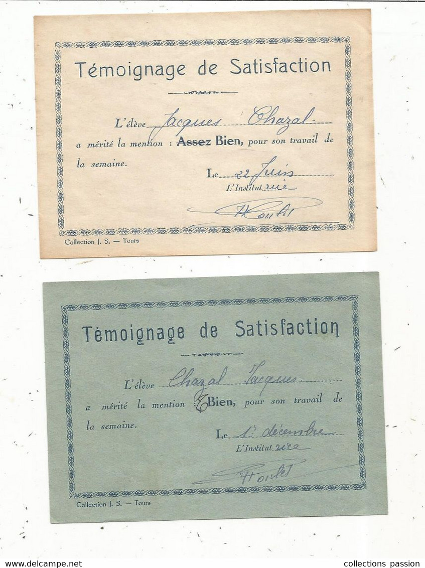 JC , école , Temoignage De Satisfaction , Collection J.S Tours, LOT DE 2 - Ohne Zuordnung