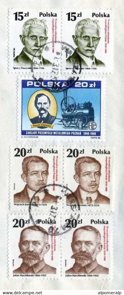 Poland Warszawa 1989, Steam Locomotive & Railways Stamp Air Mail Cover Used To Florida USA - Aviones