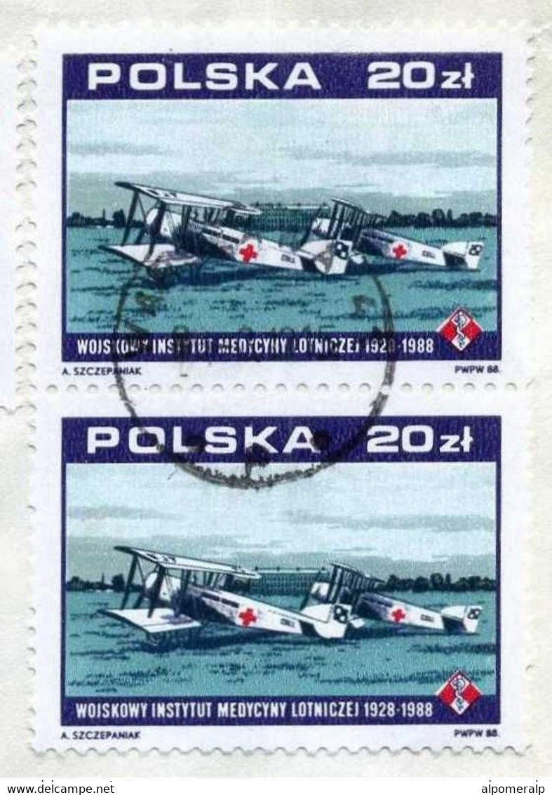 Poland Warszawa 1989 Aircraft Stamp Registered Air Mail Cover Used To USA | Mi 3164 Air Force Medical Institute Aviation - Avions