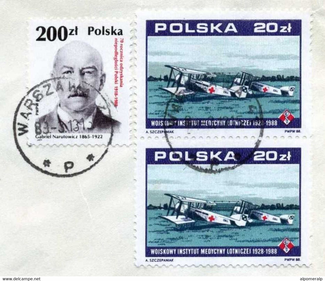 Poland Warszawa 1989 Aircraft Stamp Registered Air Mail Cover Used To USA | Mi 3164 Air Force Medical Institute Aviation - Posta Aerea