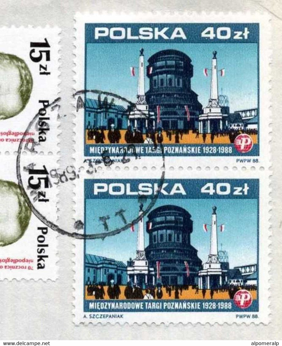 Poland Warszawa 1989, Steam Locomotive & Railways Stamp Air Mail Cover Used To USA | Mi 3170, 3177, 3183 | Industry - Aviones