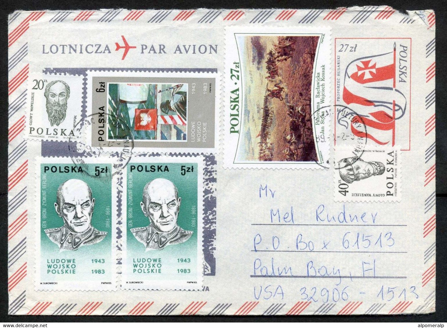 Poland 1989 Air Mail Cover Used To USA | General Zygmunt Berling,Battle Scene, Military Forces | Paintings | Sculptures - Aviones