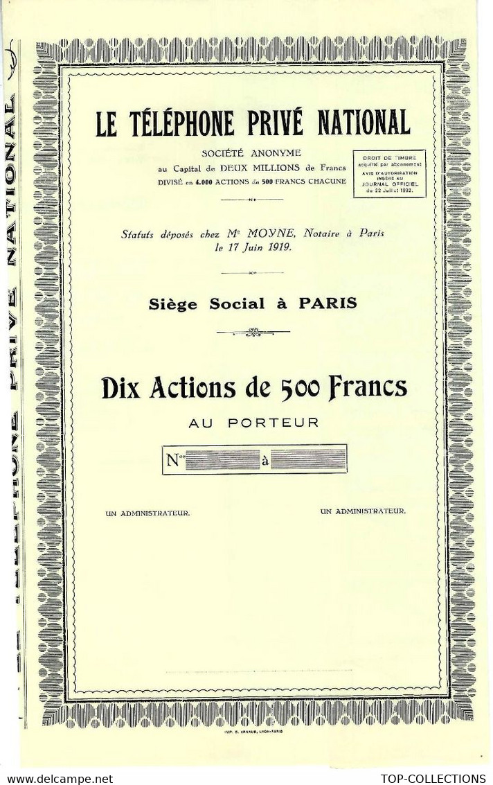 TELEPHONIE 1919 LE TELEPHONE PRIVE NATIONAL TEPRINA Paris B.E. VOIR SCANS - Industry