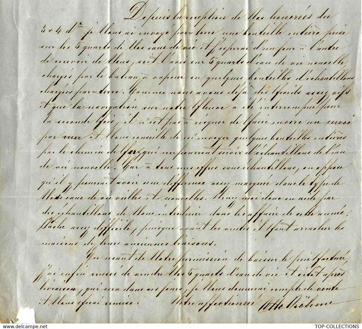 1842 Allemagne De Hambourg Hamburg Otto Bohme NEGOCIANT EAU DE VIE COGNAC Charente La Rochelle  France Dupont - 1800 – 1899