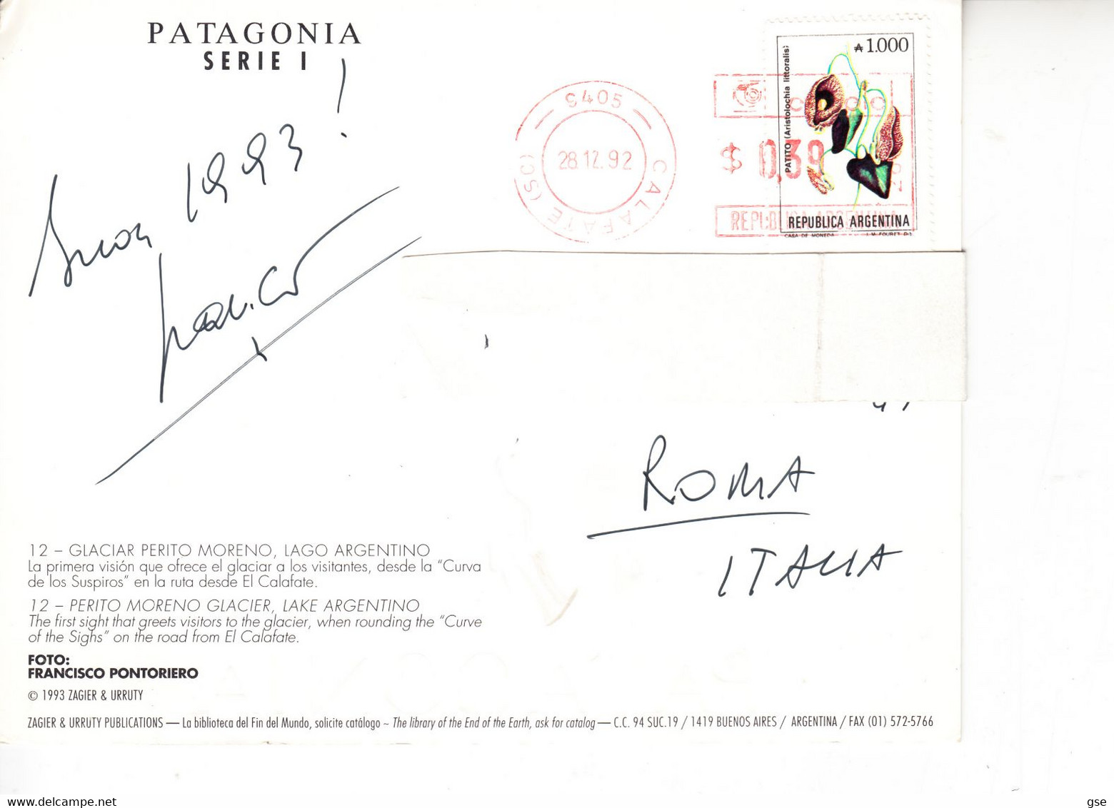 ARGENTINA 1992 - PATAGONIA - Cartolina Per Roma - Briefe U. Dokumente