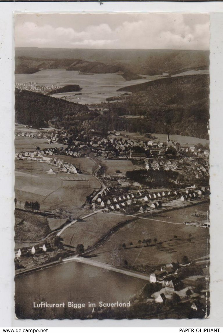 5787 OLSBERG - BIGGE, Luftaufnahme, 1965, Rücks. Kl. Kleberest - Meschede