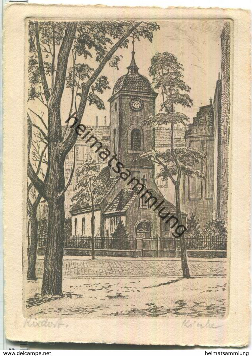 Berlin-Rixdorf - Radierung - Kirche Ca. 1940 Original-Radierung - Handabzug - Neukoelln