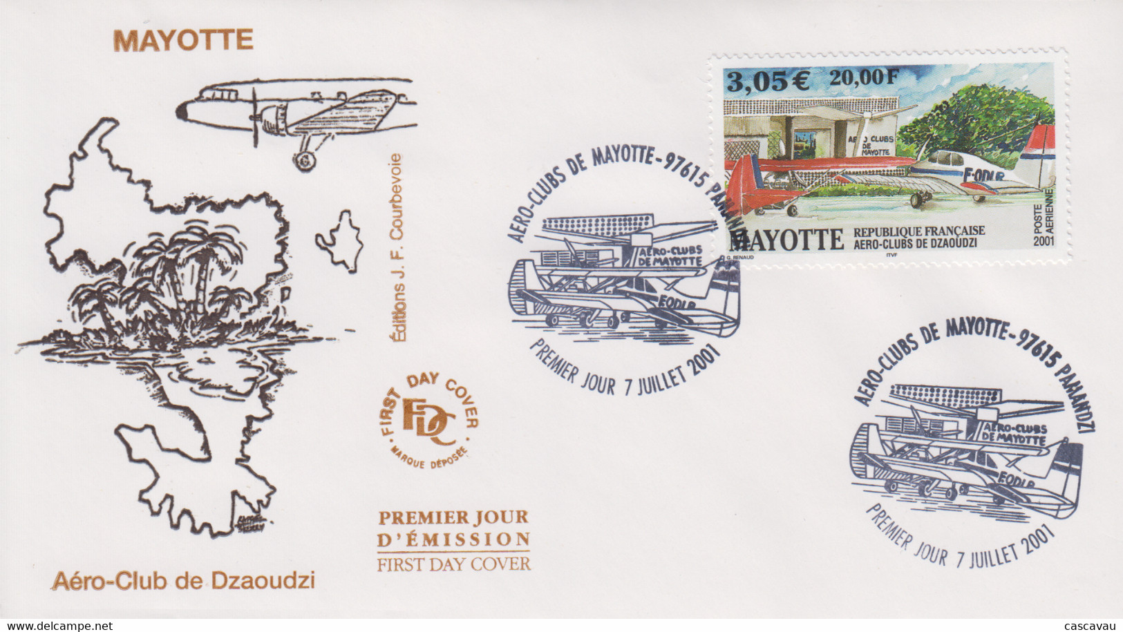 Enveloppe  FDC  1er  Jour    MAYOTTE    Aéro - Clubs  De   DZAOUDZI     2001 - Otros & Sin Clasificación