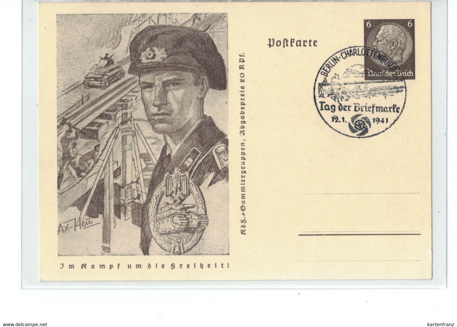 DR Postkarte Ganzsache Bildpostkarte BPK P 242 / 04 - SST KdF 1941 Berlin Charlottenburg - Wehrmacht Panzer Truppe - Sonstige & Ohne Zuordnung