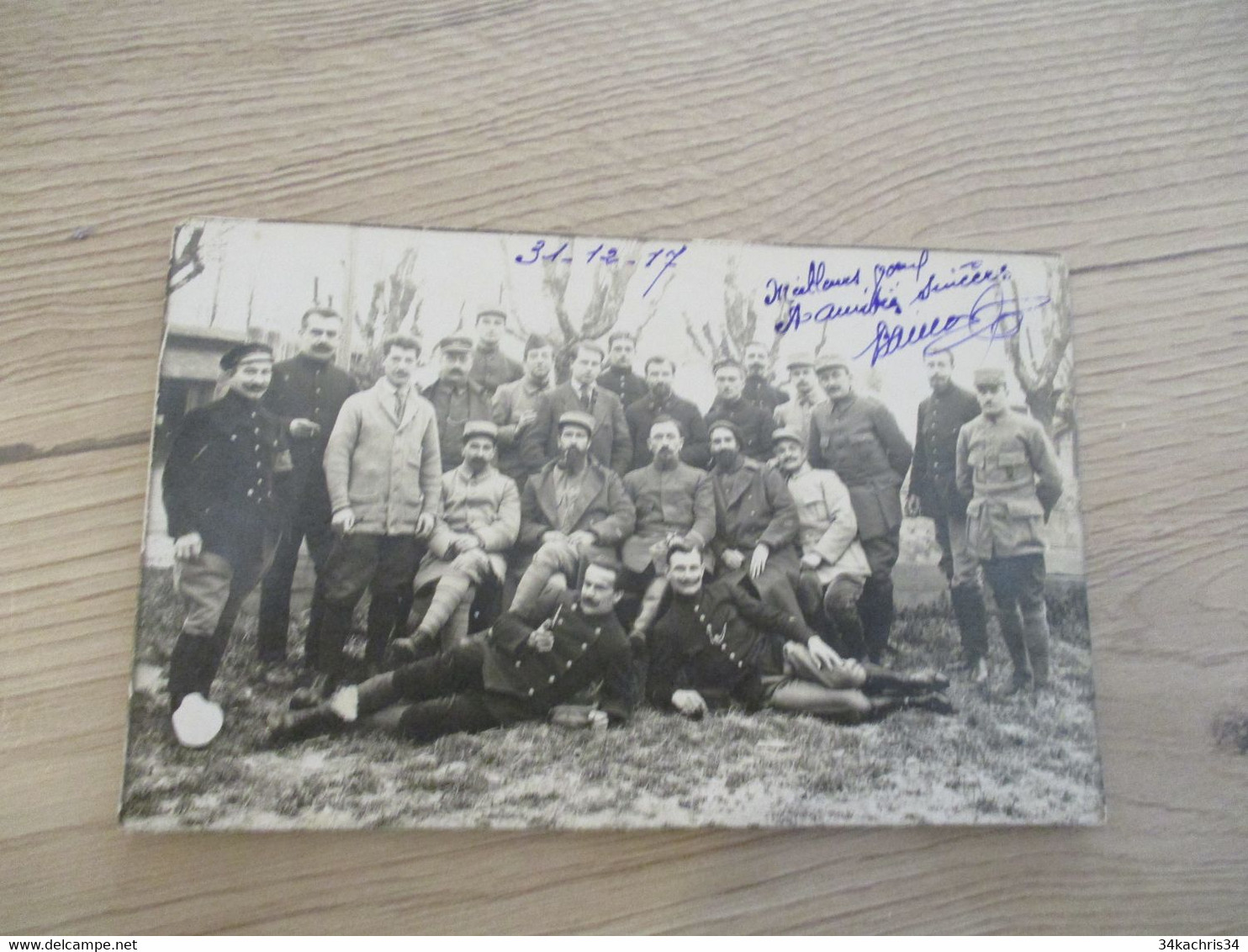 Carte Photo Guerre 14/18 Gstrad Militaires Prisonniers Camp ? Texte Au Dos - Weltkrieg 1914-18