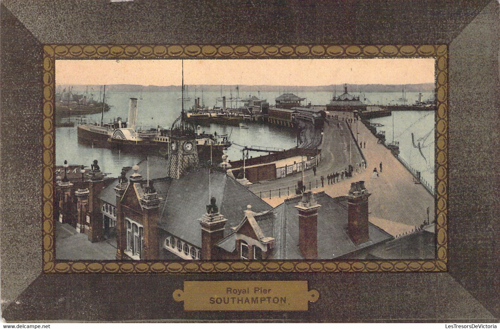 Royal Pier Southampton - Vue Du Port Dans Un Cadre Bordure Dorée - Angleterre - Southampton