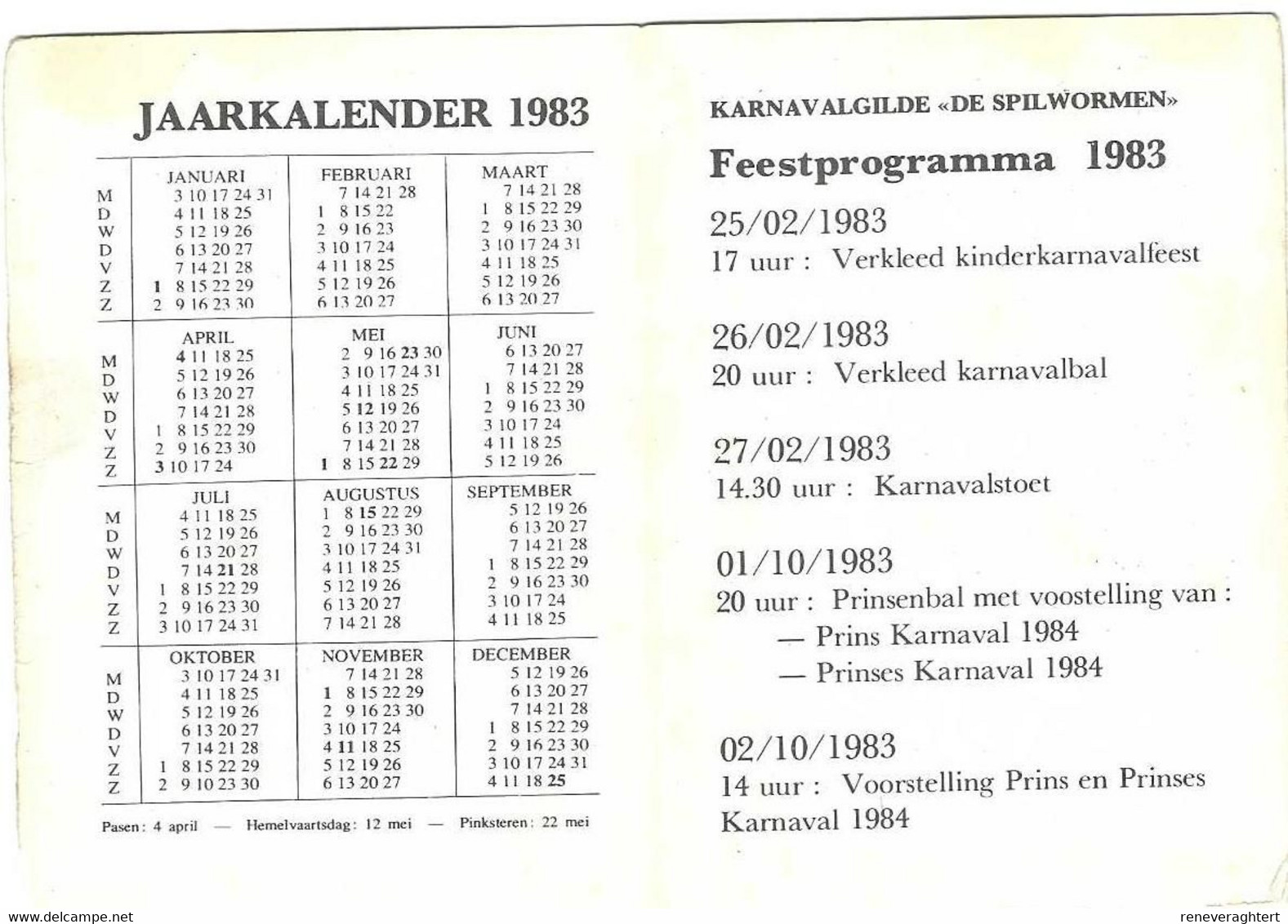 Geel - Kaartje Van Karnavalgilde 'De Spilwormen' Geel - Larem (Larum) - Grand Format : 1981-90