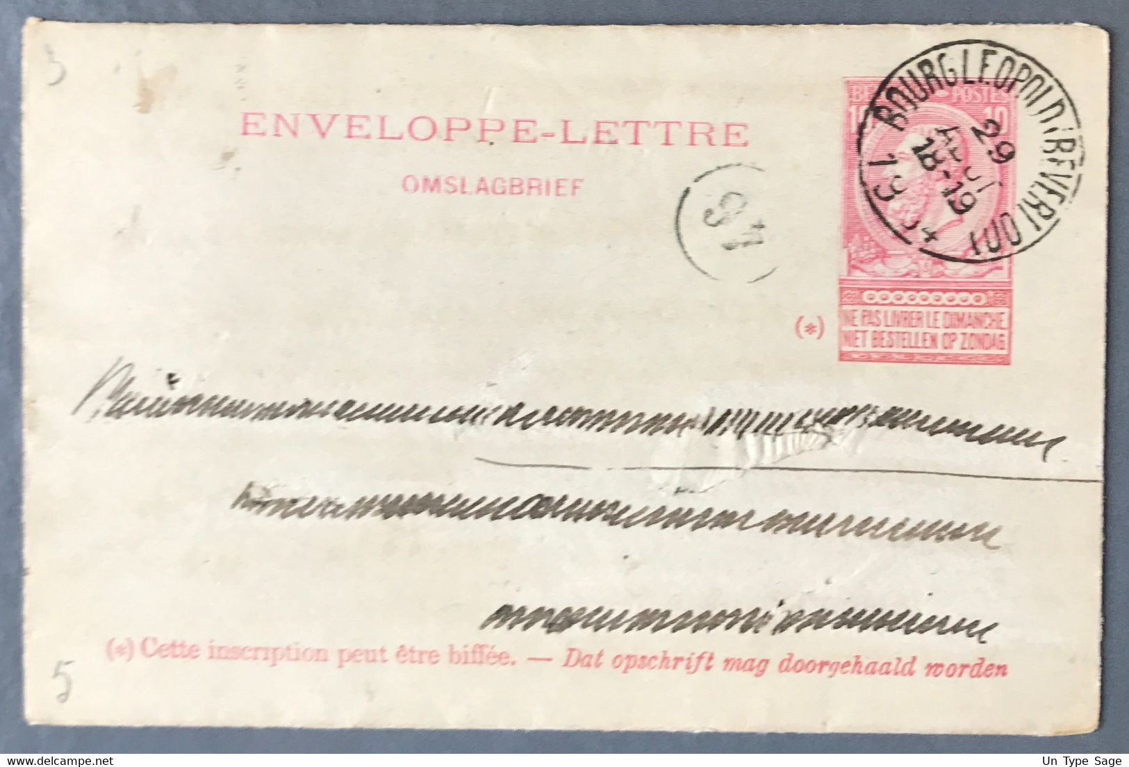 Belgique Entier Type N°58 - Cachet BOURG LEOPOLD (BEVERLOO) 29.8.1904 - (A412) - Omslagbrieven