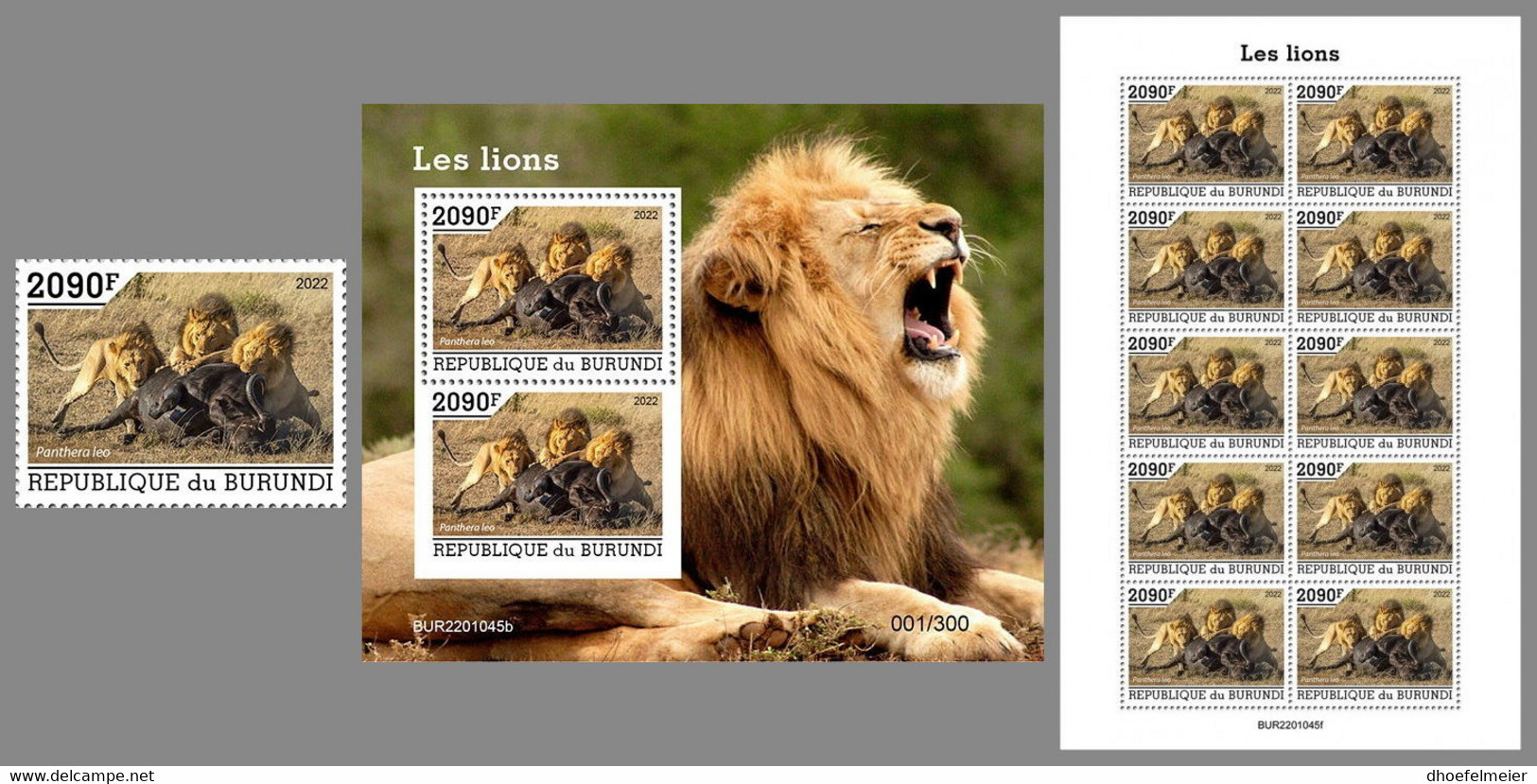 BURUNDI 2022 MNH Lions Löwen SET - OFFICIAL ISSUE - DHQ2211 - Felinos